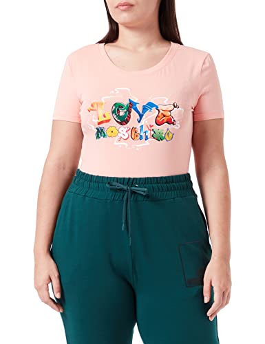 Love Moschino Damska koszulka z krótkim rękawem z nadrukiem graffiti, Rosa, 42