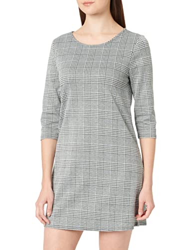 ONLY Petite Women's ONLBRILLIANT 3/4 Check Dress Petite JRS sukienka, Black/Checks:Cloud Dancer, XS, Black/Checks:cloud Dancer, XS