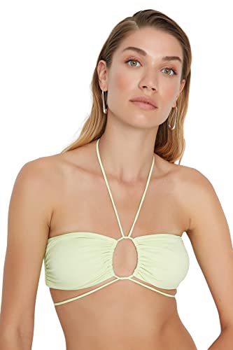 Trendyol Damski top bikini z dzianiny krzyżowej, Miętowy, 44