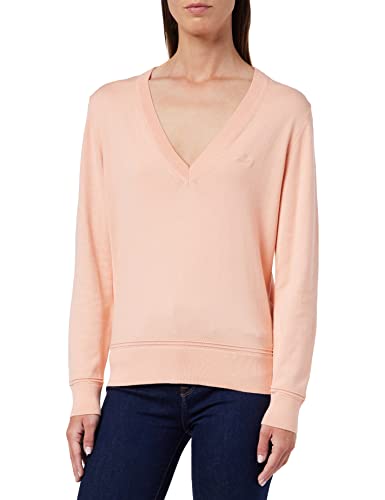 GANT Damski sweter bawełniany z dekoltem w serek, Guava Orange, standardowy, Guava Orange, L