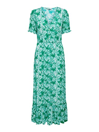 Bestseller A/S Damska sukienka ONLCHIANTI S/S Long Dress WVN NOOS Sukienka, Golf Green/AOP:Palm Leaf, L, Golf Green/Aop:palm Leaf, L