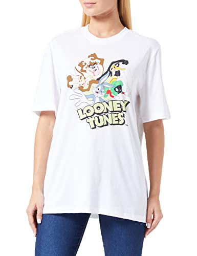 ONLY Women's ONLLOONEY Tunes Oversize S/S TOP Box JRS T-shirty & Tops, Bright White/Print:Bunny, M