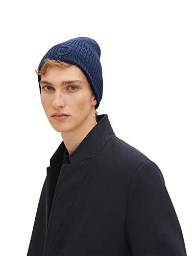 TOM TAILOR Denim Męskie Czapka beanie 1032586, 10318 - Dark Duck Blue, ONESIZE