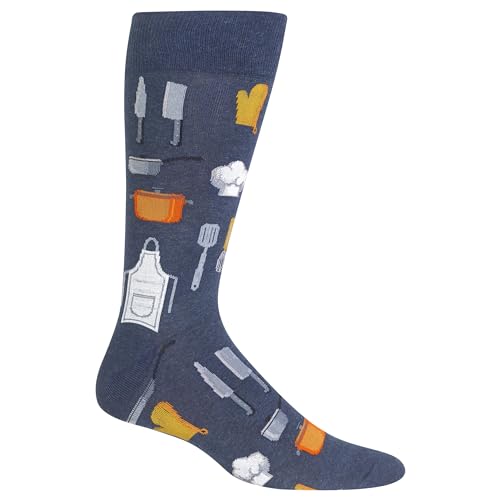 Hot Sox Męskie nowość zawód codzienne skarpety załoga, Chef (Denim Heather), M