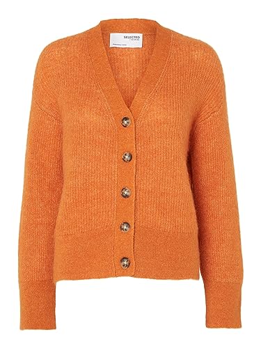 SELECTED FEMME Damska kurtka z dzianiny z wełny merynosów, Marmalada, S