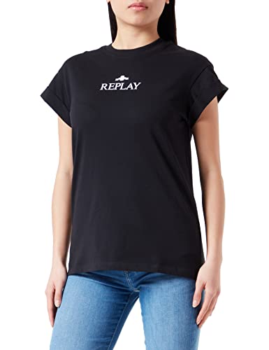 Replay T-shirt damski, 098 BLACK, L