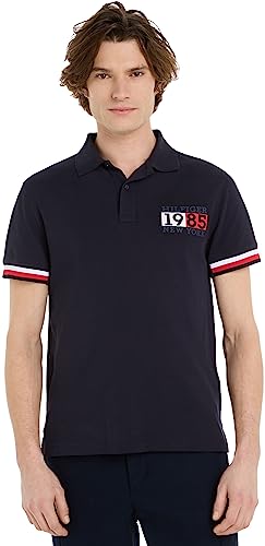 Tommy Hilfiger Męska koszulka polo z flagą Nowego Jorku S/S, Pustynne niebo, XXL
