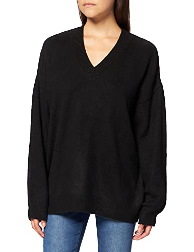 NA-KD Damski sweter z dzianiny z dekoltem w serek, Czarny, L