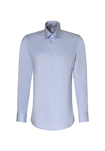 Seidensticker Męska koszula biznesowa - Extra Slim Fit - łatwa do prasowania - kołnierz Kent - długi rękaw - 100% bawełna, niebieski, 42