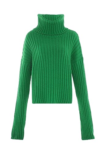 Libbi Blonda damski sweter z golfem z modnym stanem i długimi rękawami, akryl, zielony, rozmiar XL/XXL, zielony, XL