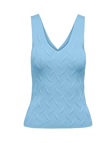 ONLY Onlsif Sl Structure V-Neck KNT top z dzianiny, Clear Sky, L