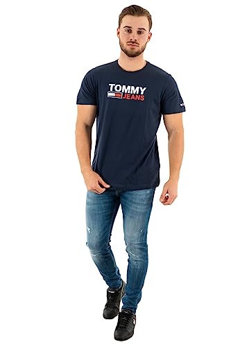 Tommy Hilfiger TJM Reg Corp Logo koszulka męska S/S T-Shirts, Niebieski (Twilight Navy), L