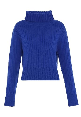 Libbi Blonda damski sweter z golfem w stylu Lazy, wąski sweter akrylowy, królewski błękit, rozmiar M/L, królewski błękit, M