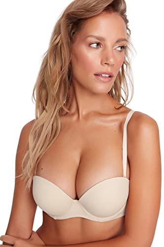 Trendyol Damska bielizna wzmocniona/push-up dzianinowy biustonosz, skóra, 70B, Cielisty, B