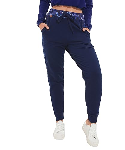 Joe Browns Damskie spodnie dresowe Sloe Joes Sustainable Cuffed Leg Drawerstring Joggers, NIEBIESKI, 44