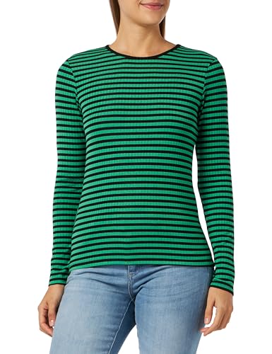 Vila VIASPEN L/S TOP, Czarne/paski: jasnozielony, M