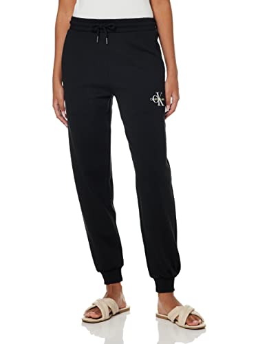 Calvin Klein Jeans Damskie spodnie treningowe, monogram Cuffed Jog Pants, Ck czarny, XXS