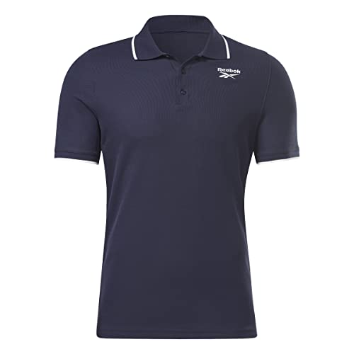 Reebok Męska koszulka polo z logo 'Identity' z lewej klatki piersiowej, niebieska, 2XL, NIEBIESKI, XL