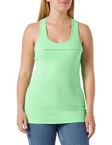 Replay Damska koszulka W3989H na ramiączkach, 311 Green Fluo, XL, 311 Green Fluo, XL