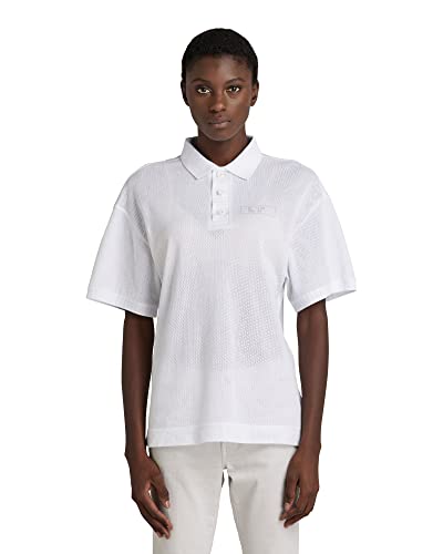 G-STAR RAW Damska koszulka z siateczką, luźna koszulka polo, Biały (White C810-110), S