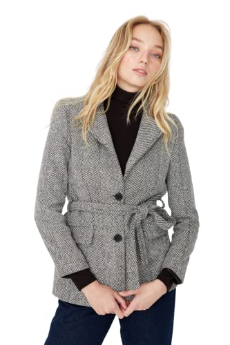 TRENDYOL Damski płaszcz marynarski Regular Standard Plain, czarny, 16
