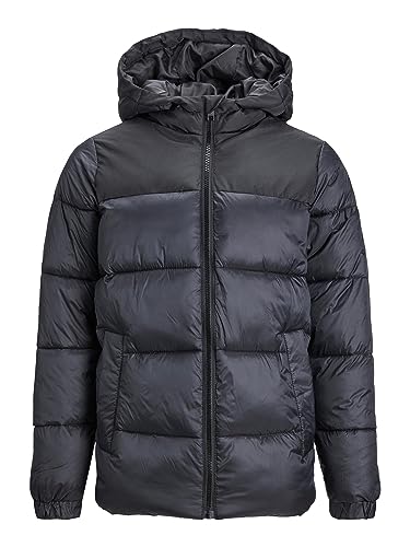 Jack & Jones Junior JJETOBY Puffer Hood SN JNR kurtka buforowa, czarna, 140, czarny, 140