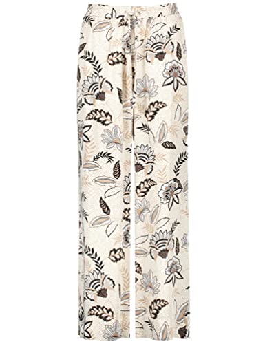 Taifun Damskie spodnie Palazzo, Light Creme we wzory, 46, Jasny krem we wzory, 46