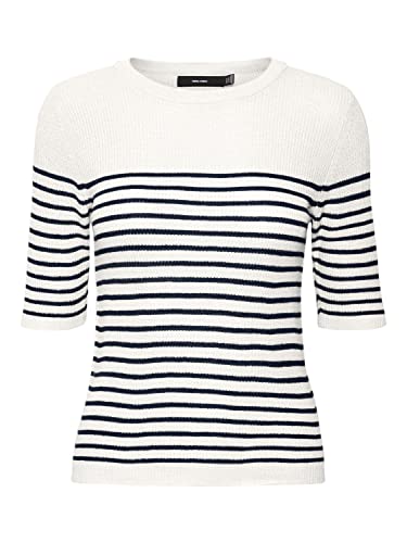 VERO MODA Sweter damski, Snow White/Szczegóły: w Navy Blazer Stripes, S