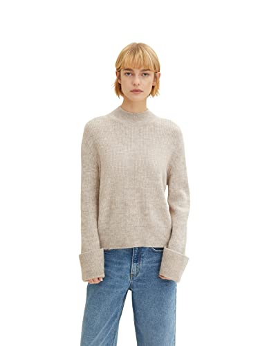 TOM TAILOR Denim Damski Sweter z wywiniętymi rękawami 1033056, 30224 - Cloud Grey Melange, S