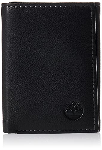Timberland Męski ekskluzywny portfel Blix Fine Leather Trifold Wallet, Czarny, Rozmiar uniwersalny