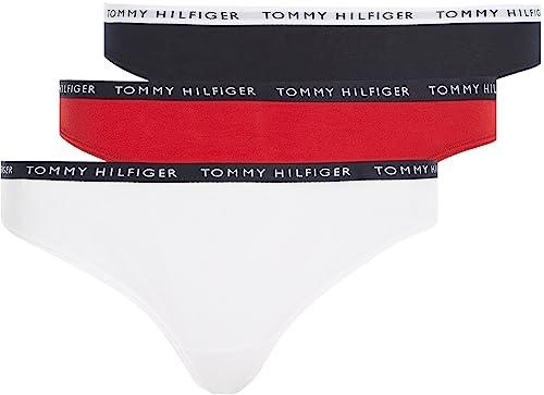 Tommy Hilfiger Stringi damskie, Białe/Pustynne niebo/główny czerwony, XS