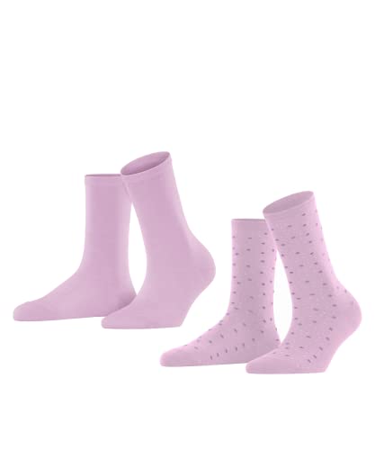 Esprit Playful Dot 2-pak skarpety damskie trwałe bawełna organiczna niebieski czarny więcej kolorów wzmocniony fantazyjny wzór w kropki na lato lub zimę, zestaw 2 par, Różowy (Lupina 8299), 39-42 EU