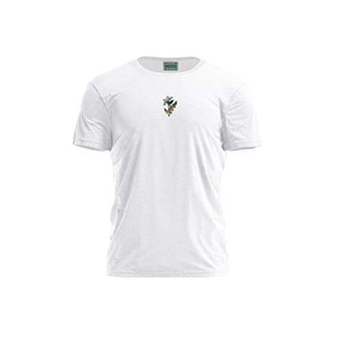 Bona Basics, T-shirt męski z nadrukiem cyfrowym,% 100 bawełna, biały, swobodny, męski top, rozmiar: S, biały, S