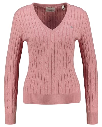 GANT Damski sweter ze stretchu bawełnianego z dekoltem w serek, California Pink Melange, XS