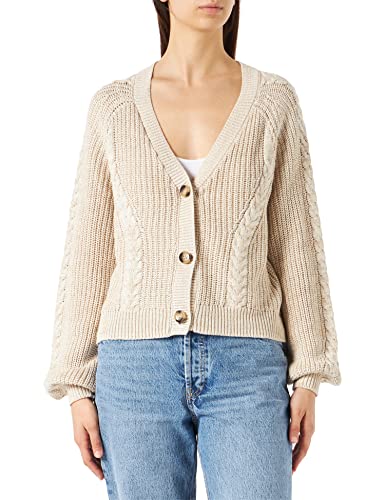 ONLY Onlrosie Life L/S kardigan damski KNT Noos, Pumice Stone/Detail:twist W. Cloud Dancer/Humus, M