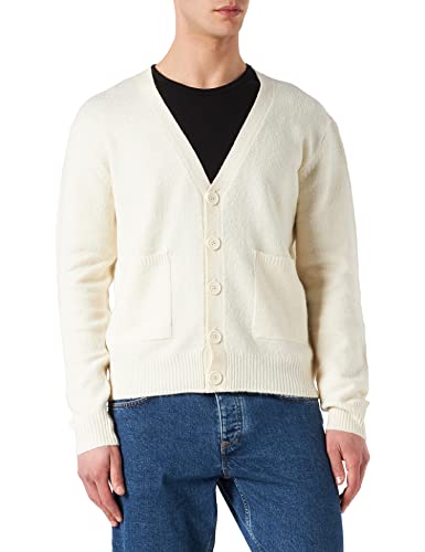 Urban Classics Męski kardigan Chunky Cardigan z bocznymi kieszeniami i listwą guzikową, kurtka dla mężczyzn dostępna w 3 kolorach, rozmiary S-5XL, Whitesand, M