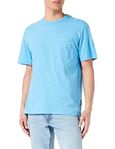 TOM TAILOR Denim Męski T-shirt 1035845, 31350-Blue Small Shapes Print, L, 31350 - Blue Small Shapes Print, L
