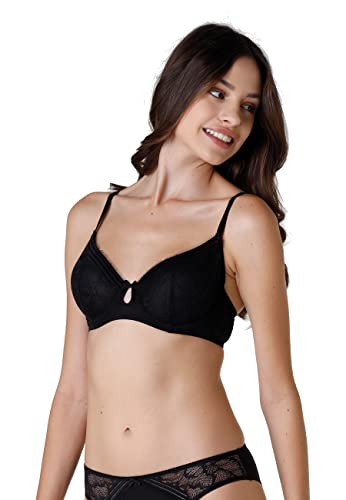 lovable italy soc. Unipersonale Contemporary Lace biustonosz z fiszbinami, czarny, 34B, czarny, czarny