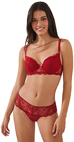 women'secret Damski biustonosz push-up Sujetador, Rojo/Coral, 90B, Rojo/Coral, 90B