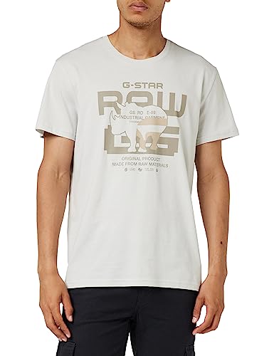 G-STAR RAW Męski t-shirt G-no Graphic, Szary (Oyster Mushroom D24695-336-d607), XS