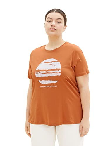 TOM TAILOR Damska koszulka Plussize ze wzorem serca, 31650 - Terakota Brown, 52