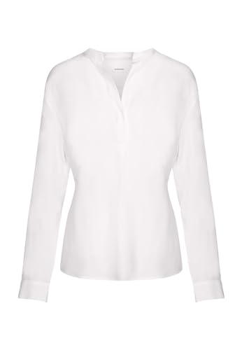 Seidensticker Damska bluzka - modna bluzka - tunika bluzka - regularny krój - stójka - dekolt w serek - długi rękaw - 100% wiskoza, biały, 46