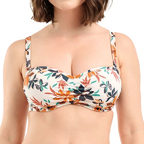 Bez Complexe Staycation Top Strój kąpielowy na głowę Odpinane fiszbiny, kwiatowy nadruk Ivory, 95D Kobiety, Kwiatowy nadruk Ivory, 80D