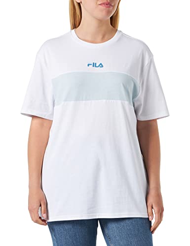 FILA Męski t-shirt Springdale Blocked Taped, Bright White-Omphalodes, M, Jasne białe omphalodes, M