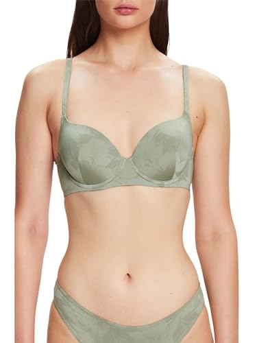 ESPRIT Damski biustonosz Big Flower Deluster Sexy Pad wyściełany biustonosz, Dusty Green 3, 75B