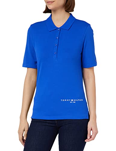 Tommy Hilfiger Damska koszulka polo Slim Corp Logo Hilfiger Ss S/S, Elektryczny niebieski, M