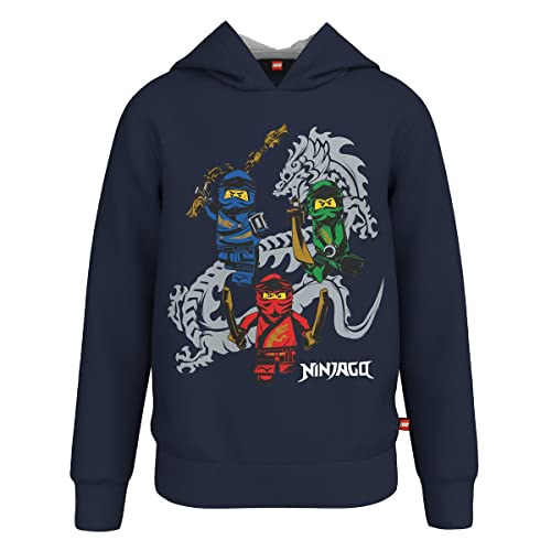LEGO Chłopięca bluza z kapturem Ninjago Jungen LWStorm 103 bluza z kapturem, 590 ciemnogranatowa, 110