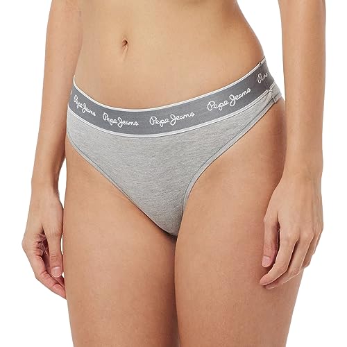 Pepe Jeans Damska bielizna Pepe Stringi w stylu bikini, szary Marl, XL, Szary melanżowy, XL