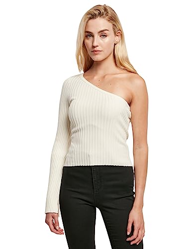 Urban Classics Panie Krótki Rib Knit One Sleeve Sweater Bluza Damska, Biały (Whitesand), XXL