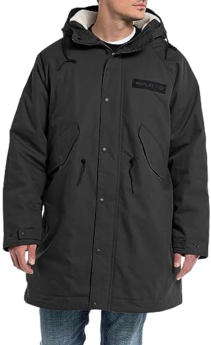 Replay parka męska relaxed fit, 099 Blackboard, XXL